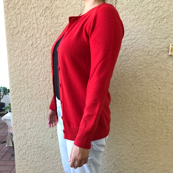 J.Crew Red Wool Cashmere Button-up Sweater - Picture 5 of 8